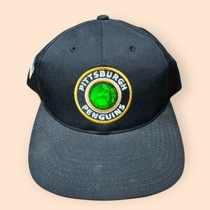 Vintage Pittsburgh Penguins 1990s SnapBack Hat Annco Black Vtg 90s NHL